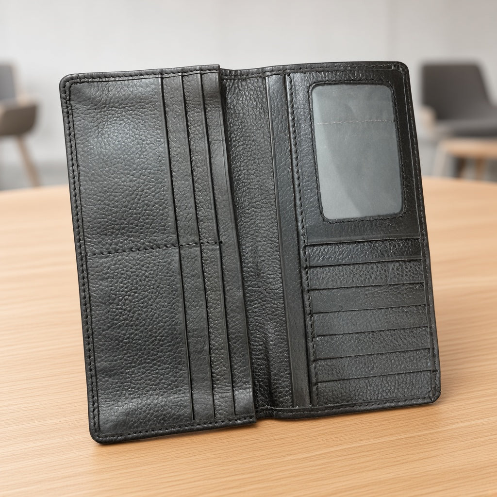 Long Leather Bifold Wallet