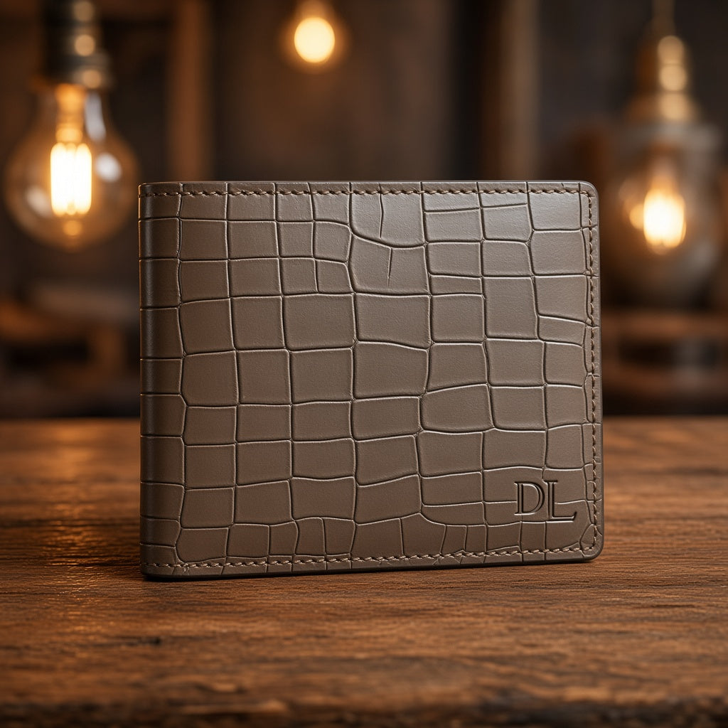 Crocodile Embossed Leather Bifold Wallet
