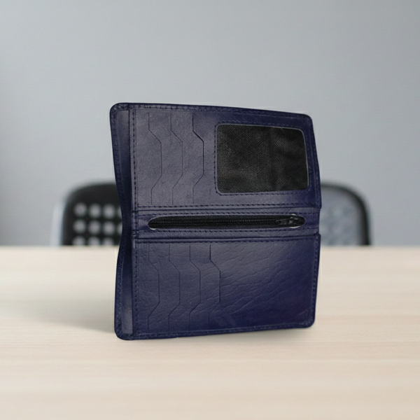 Midnight Blue Handcrafted Genuine Leather Bifold Wallet