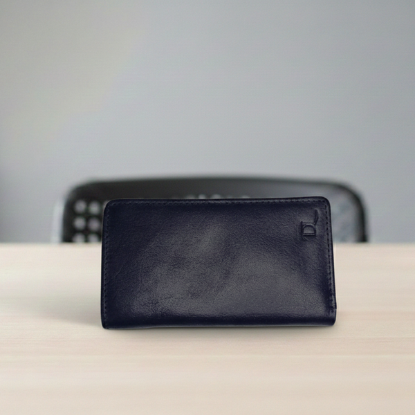 Midnight Blue Handcrafted Genuine Leather Bifold Wallet