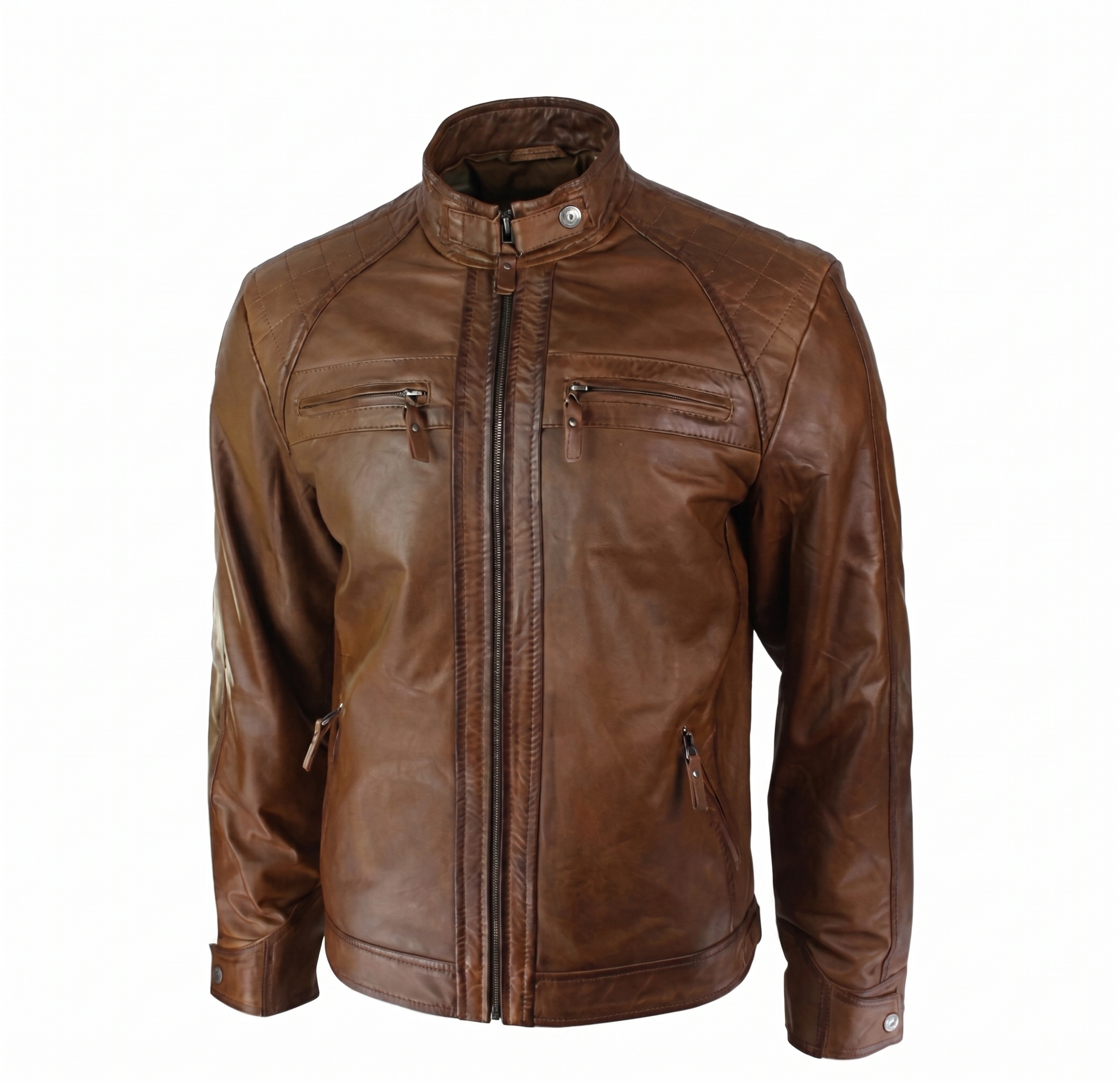 Men's Brown Leather Fashion Jacket