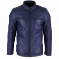 Men's Classic Blue Leather Casual Jacket