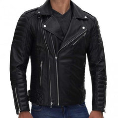 Men's Black Quilted Leather Biker Jacket