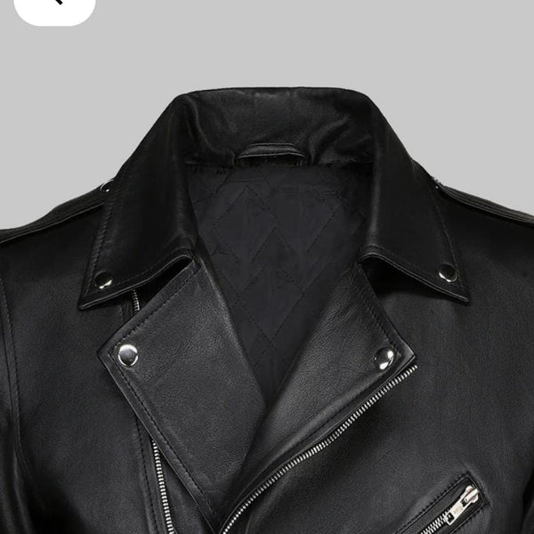 Men's Black Quilted Leather Biker Jacket