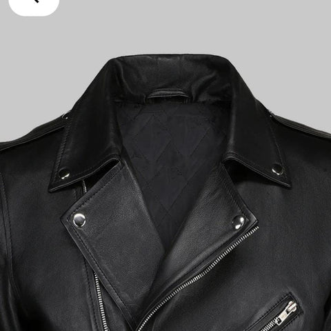 Men's Black Quilted Leather Biker Jacket