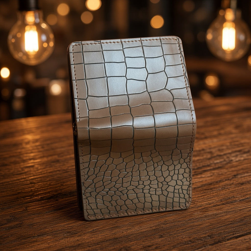 Crocodile Embossed Leather Bifold Wallet